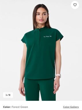FIGS Deep Green Oversized V-Neck Scrub Top
